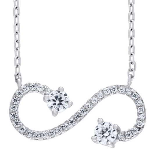 Sterling Silver 925 Rolo Link Infinity Necklace