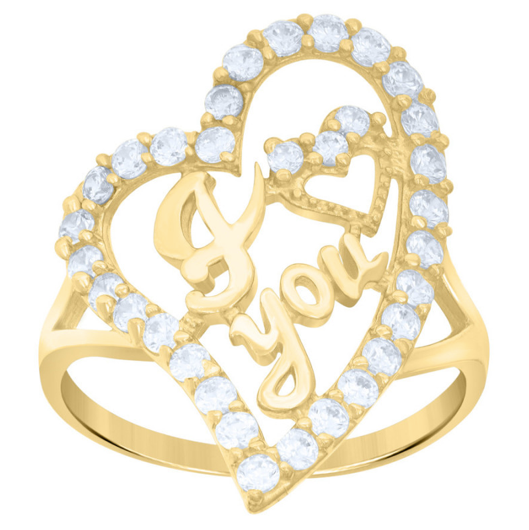 10K Yellow Gold I Love U Ring