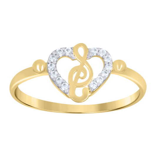 10K Treble Clef Heart Ring