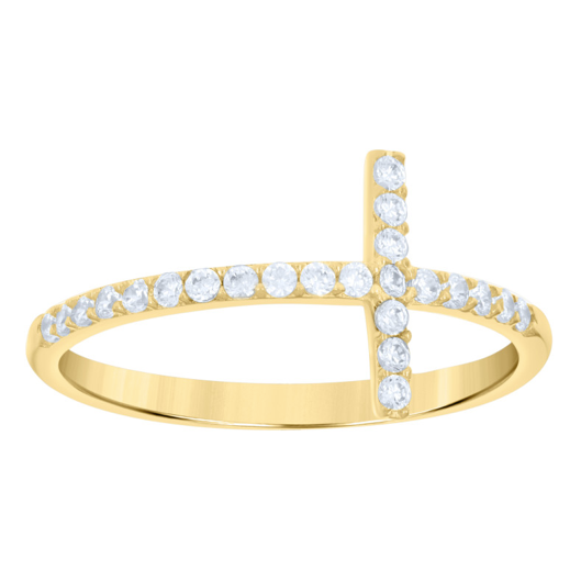 10K Sideways Cross Fashion Ring