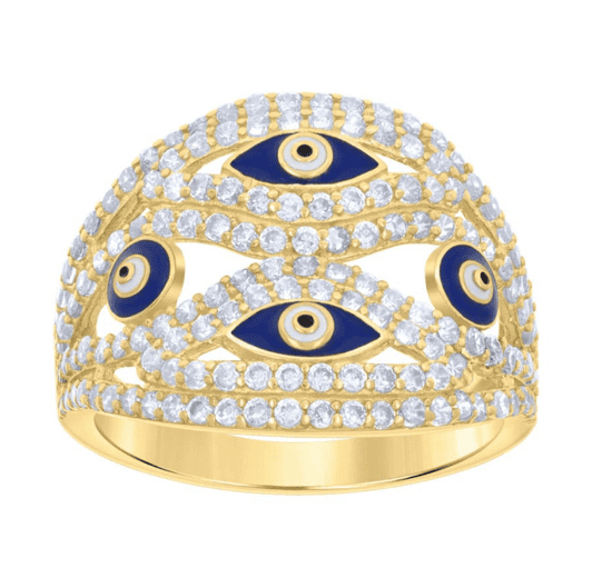 10K Evil Eye Good Luck Blue Enamel Ring