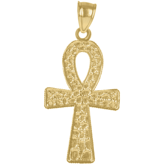 10K Nugget Ankh Cross Religious Charm