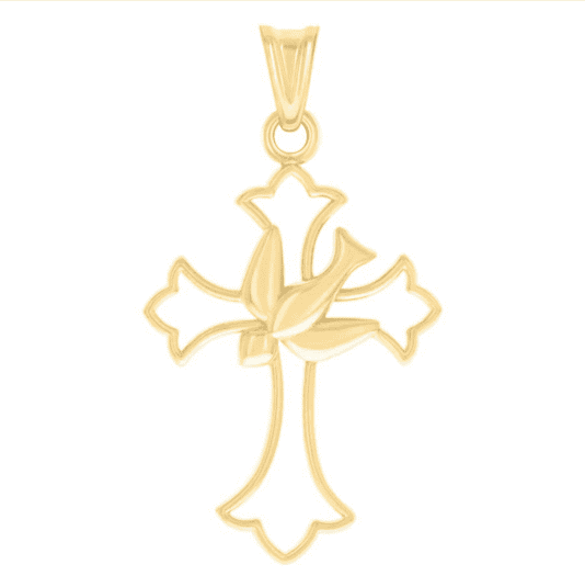 10k Yellow Gold Dove Cross Charm