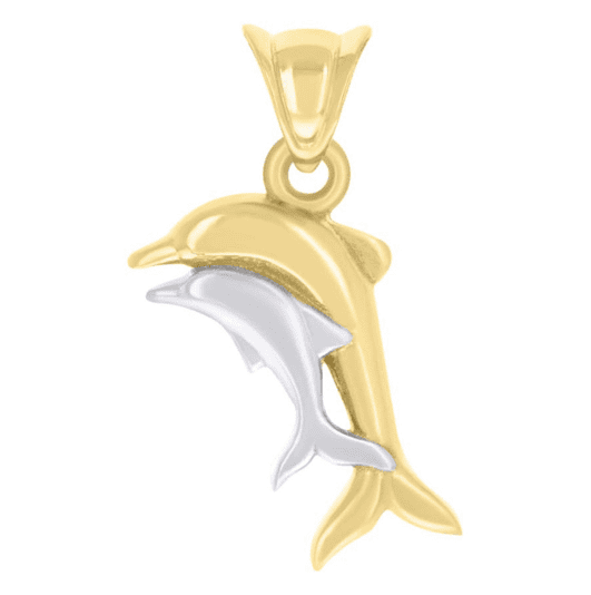 10K Dolphin Pair Ocean Charm