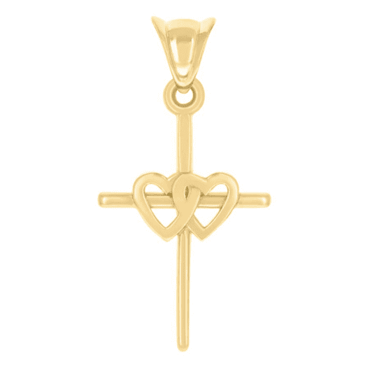 10K Hearts Cross Charm