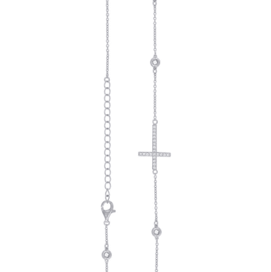 Sterling Silver Sideways Cross Necklace