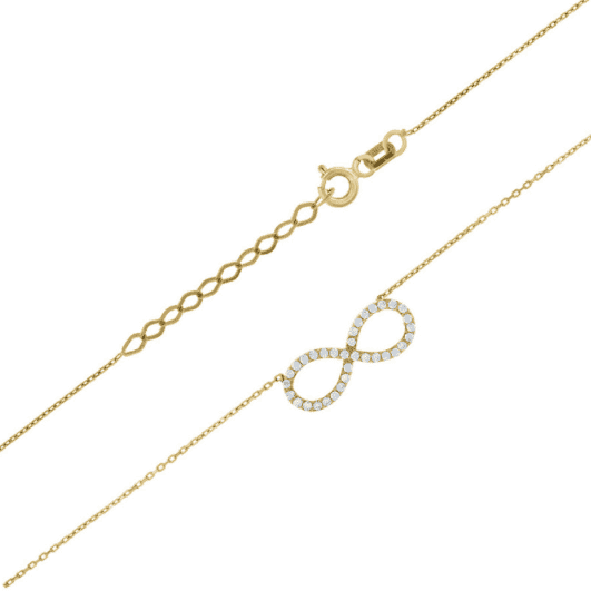 14K Yellow Gold Cubic Zirconia Infinity Necklace