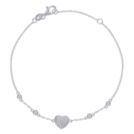 Sterling Silver Heart Puff Bracelet