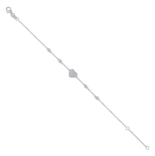 Sterling Silver Heart Puff Bracelet