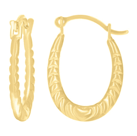 14K Oval Heart Hoops