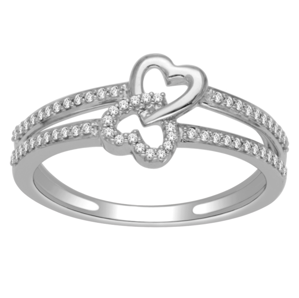 10K Double Hearts 1/5 Cttw Diamond Ring Size 7