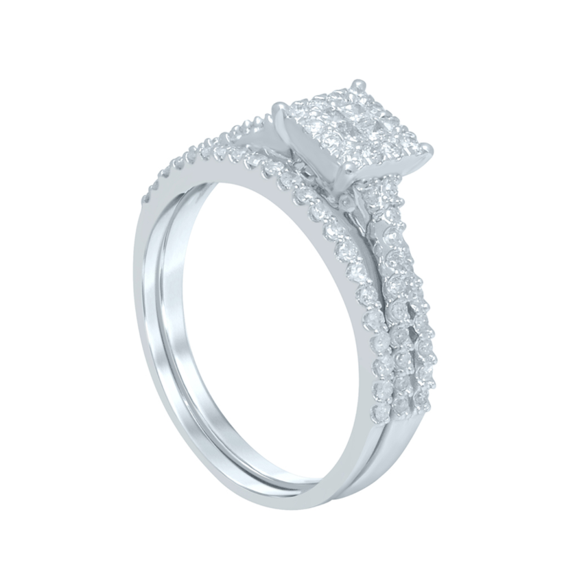 14K White Gold Princess Diamond Duo Set