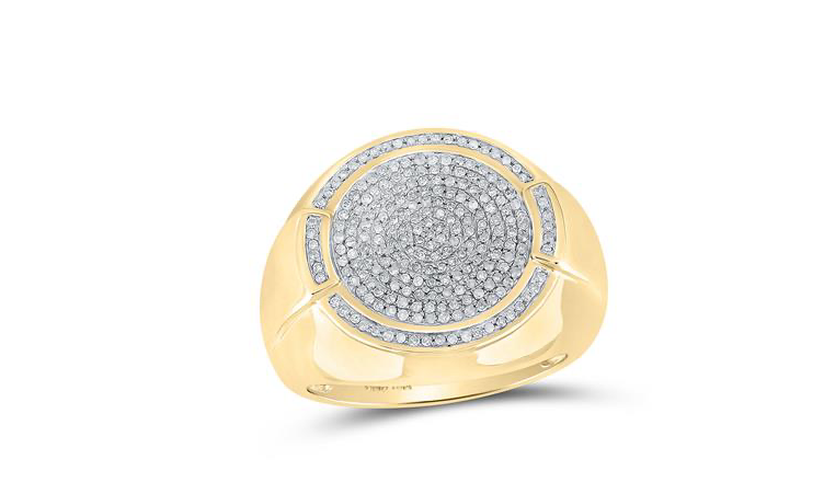 10K Yellow Gold Circle Cluster Ring