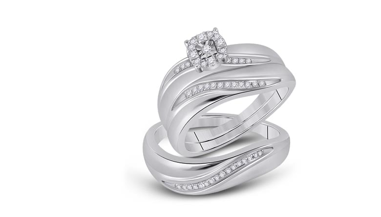 Sterling Silver Diamond Bridal Trios Set