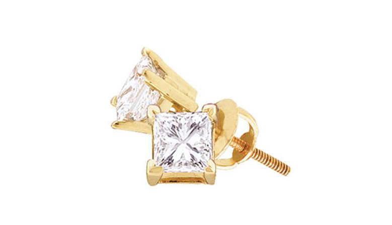 14k Princess Diamond Solitaire Studs