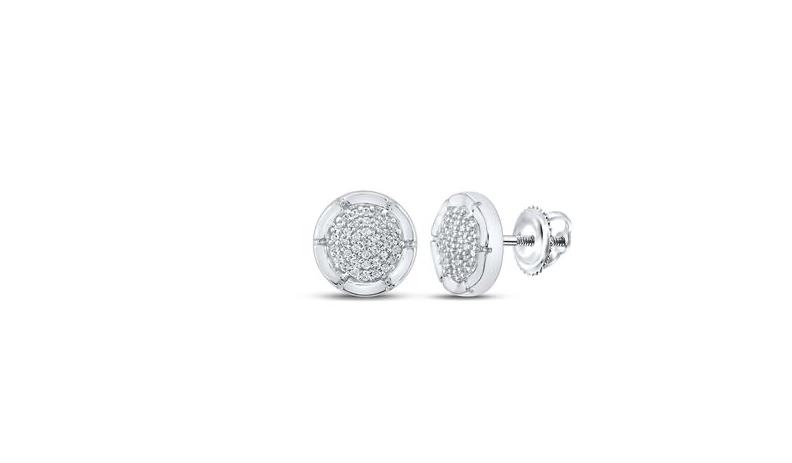 10K Round Diamond Ridged Earrings