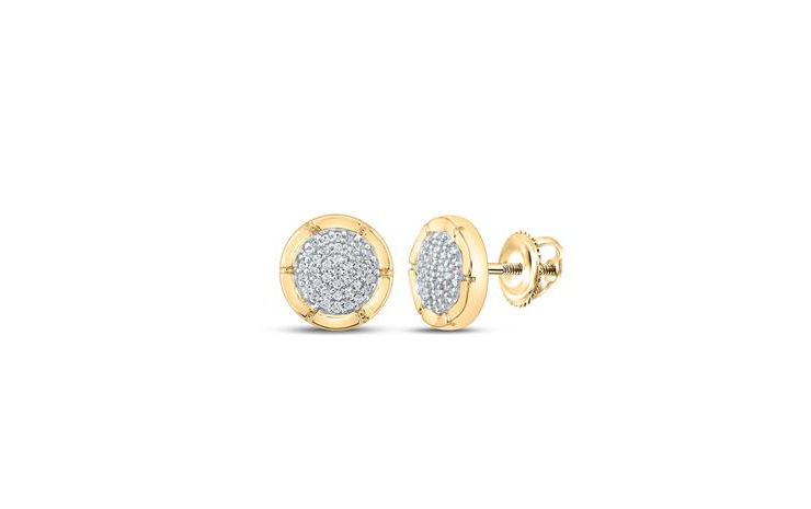 10K Round Diamond Ridged Earrings