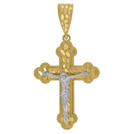 10K Yellow Gold Diamond Cut Cross