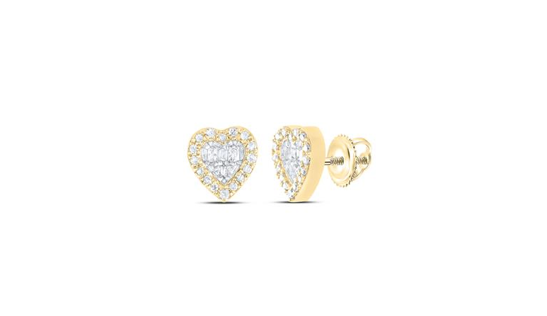 10K Heart Diamond Earrings