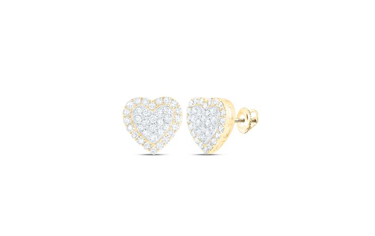 10K Heart Halo Diamond Earrings