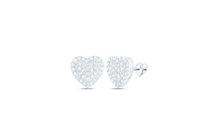 10K Heart Halo Diamond Earrings
