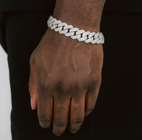 Sterling Silver Diamond Cuban Bracelet