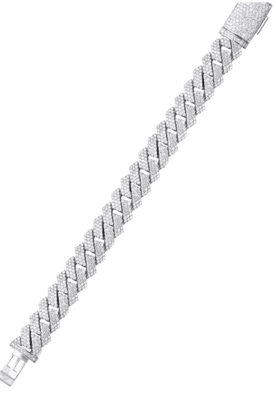 Sterling Silver Diamond Cuban Bracelet