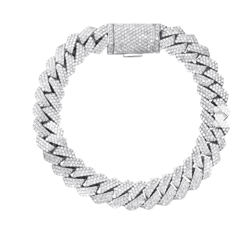 Sterling Silver Diamond Cuban Bracelet