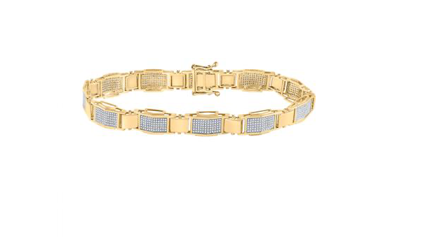 10k Yellow Gold Mens 1 & 1/2 Cttw Diamond Link Bracelet