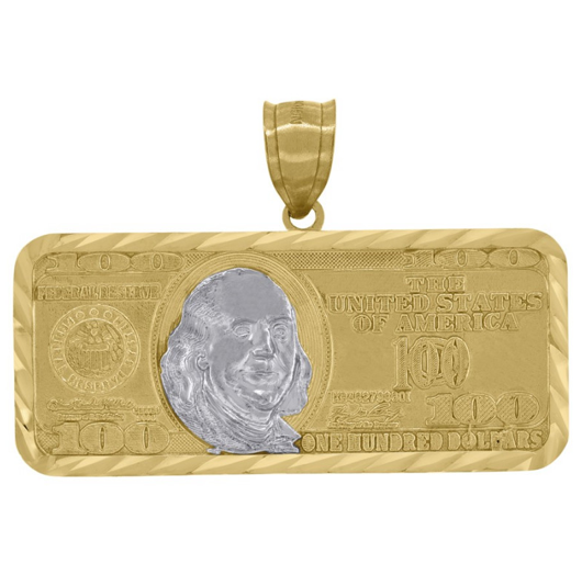 10K Diamond 100 Dollar Bill Charm