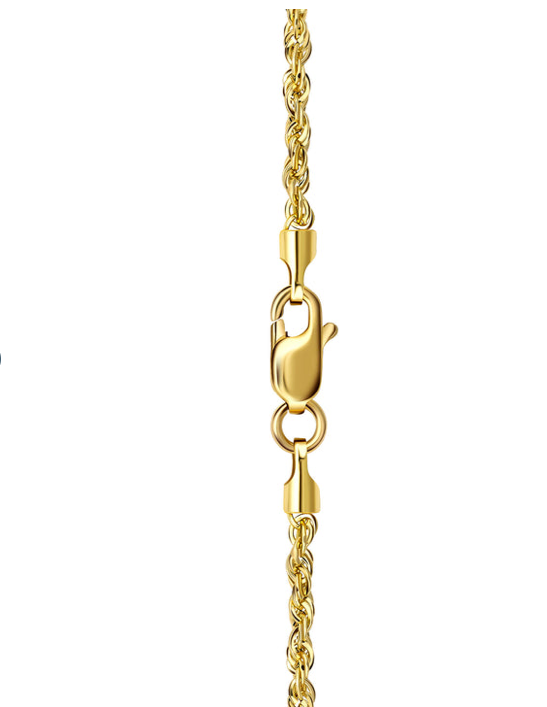 10K Hollow 1.5mm Yellow Gold Rope Chain