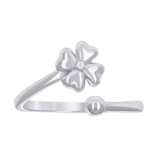 Sterling Silver Four Leaf Clover Good Luck Ring
