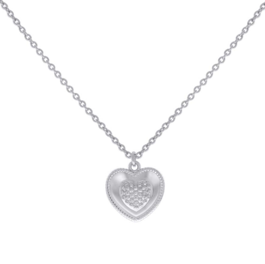 Sterling Silver Womens Heart Charm Necklace