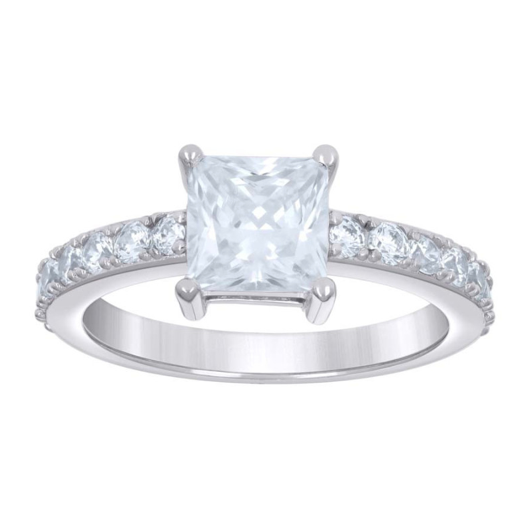 Sterling Silver Princess Cut White Sapphire Ring