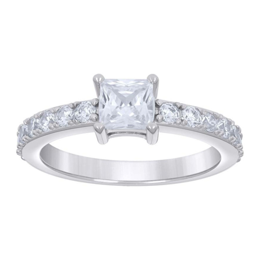 Sterling Silver Princess Cut White Sapphire Ring