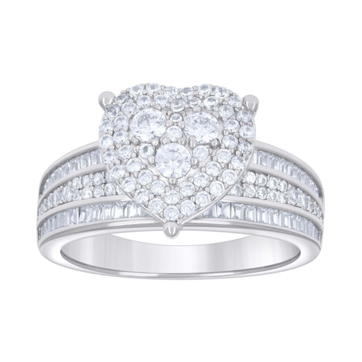 Sterling Silver White Sapphires Heart Ring