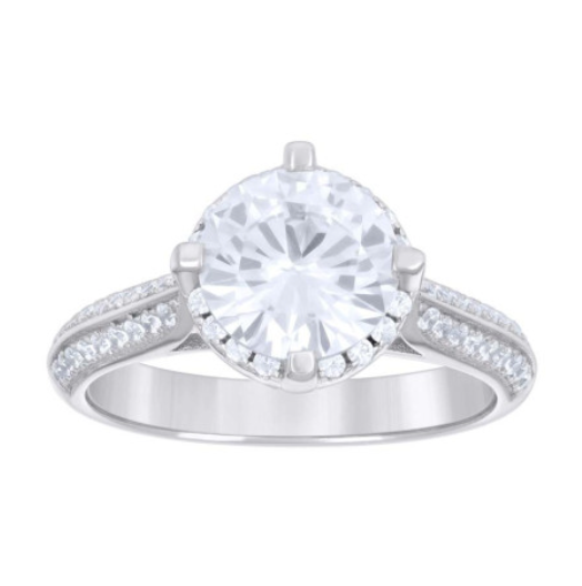 Sterling Silver White Sapphires Engagement Ring