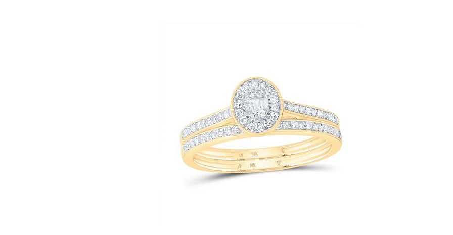 10k Oval Baguette Round Diamonds Duo Set