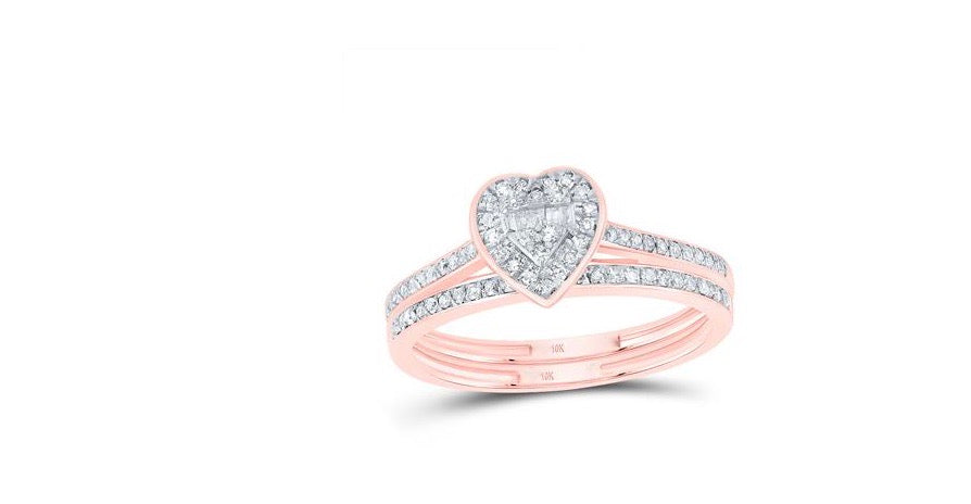 10k Heart Baguette Rounds Diamonds Duo Set