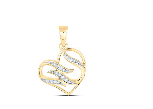 10K Gold Heart Diamond Pendant – 1/20 CTTW