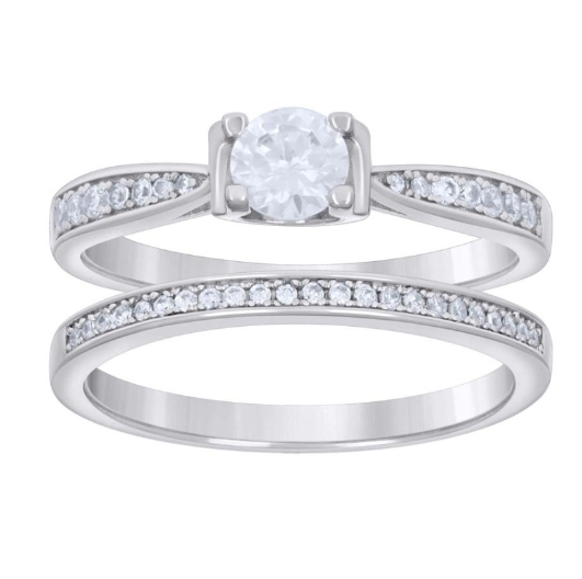 Sterling Silver White Sapphires Duo Ring Set