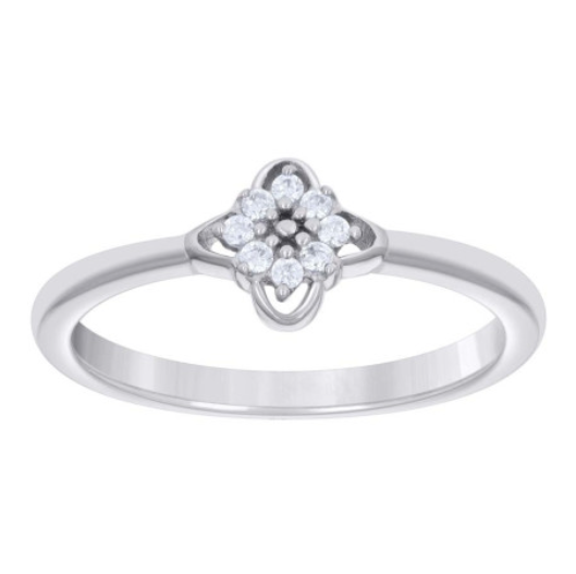 Sterling Silver Clover Fashion White Sapphires Ring