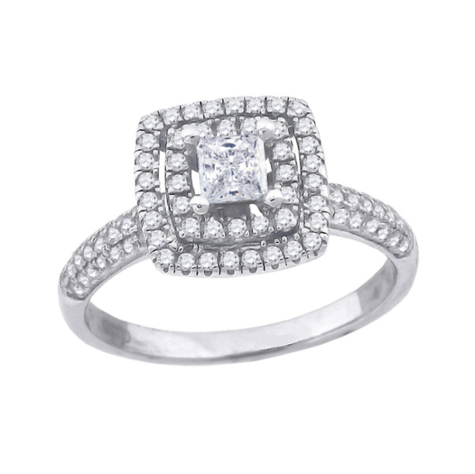 Sterling Silver Princess Engagement Ring