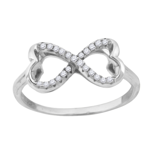 Sterling Silver Infinity Hearts Ring