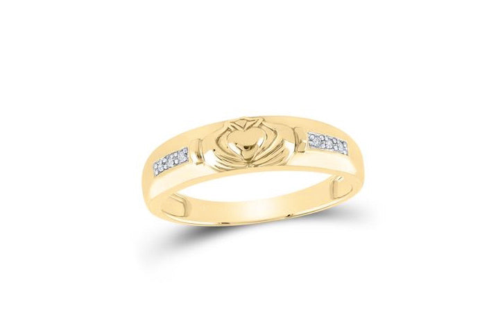 Claddagh Diamond Trio Wedding Ring Set – 1/8 Cttw