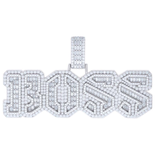 Sterling Silver BOSS Pendant Moissanite
