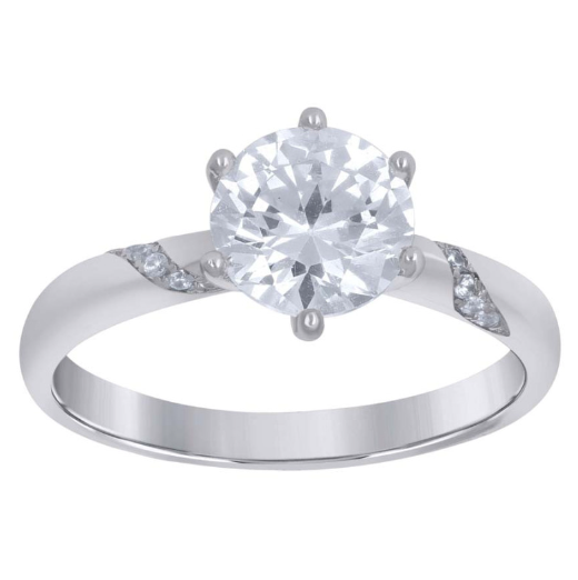 Sterling Silver Moissanite Solitaire Engagement Ring