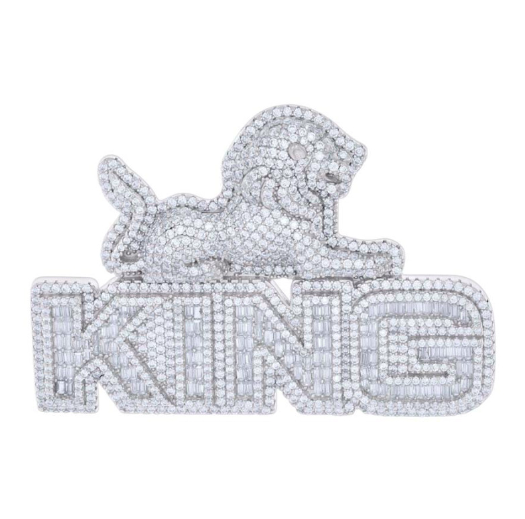 Sterling Silver Moissanite Lion KING Pendant