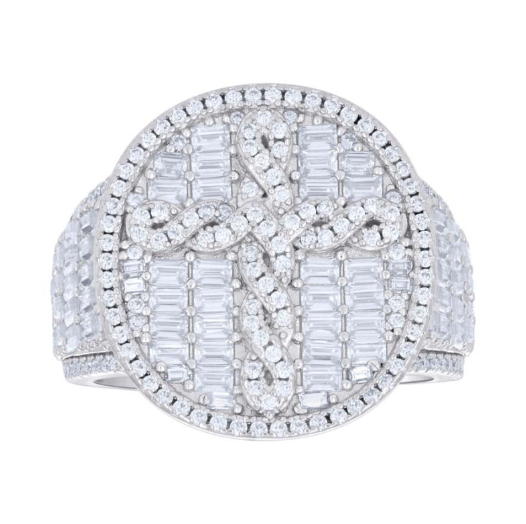 Sterling Silver Moissanite Infinity Cross Religious Ring