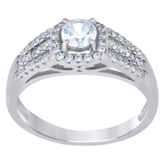 Sterling Silver Moissanite Engagement Ring